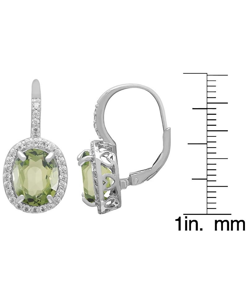 Macy's Green Amethyst (4.8 ct. t.w.) & White Topaz (0.56 ct. t.w.) Earrings in Sterling Silver