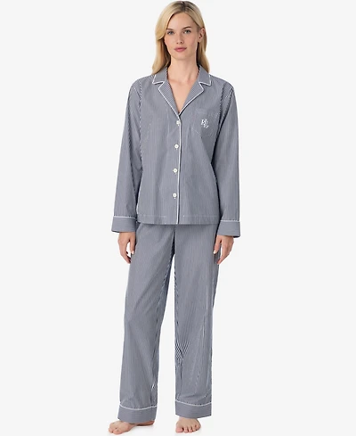 Lauren Ralph Women's Long-Sleeve Notched-Collar Pajama Set