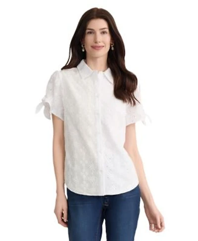 Jones New York Womens Bandana Eyelet Blouse