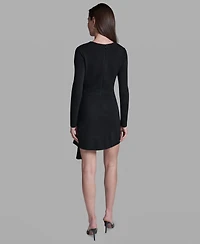 Bcbg Women's Long-Sleeve Black Mini Dress