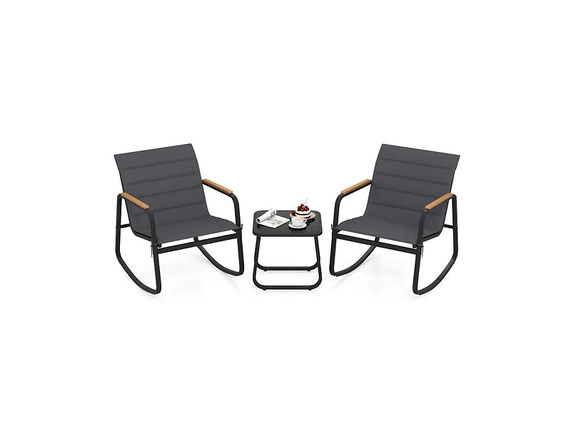 Boyel Living 3 Piece Outdoor Rocking Bistro Set Porch Rocker Chairs