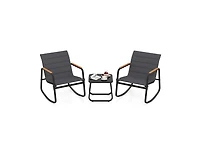 Boyel Living 3 Piece Outdoor Rocking Bistro Set Porch Rocker Chairs