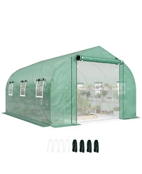 Outsunny Walk-in Tunnel house with Shelves, Plant Hot House,