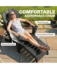 Outsunny Adirondack Chair Set of 2, Hdpe Fire Pit with Cup Holder