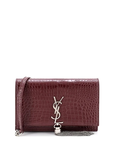 Pre-Owned Saint Laurent Classic Monogram Tassel Chain Wallet Embossed Leather