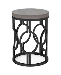 Slickblue Round End Table with Metal Hollow Frame for Living Room