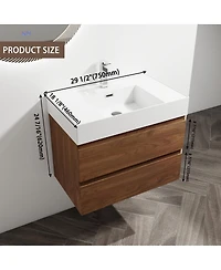 Sillysis Inch Wall Mounted Bathroom Vanity with Resin Sink, Soft Close Drawers