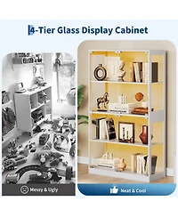 homfan Set of 2 Glass Display Cabinet 4-Tier