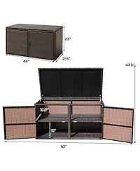 Gymax 73 Gallon Rattan Storage Box Outdoor Patio Container Seat with Door
