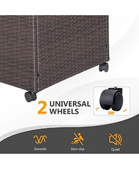 Gymax 50 Gallon Patio Pe Wicker Storage Box Rattan Deck Bin with Waterproof Liner and Wheels