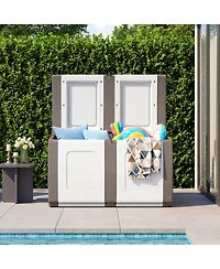 Gymax Deck Box Patio Container w/ Lockable Lid Weatherproof Plastic Storage Bin