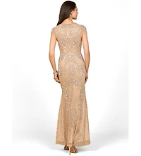 Lara Women's Beaded Cap Sleeve Gown