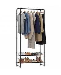 gaomon 2-in-1 Freestanding Clothes Rack with Shelves, Metal Garment Organizer, Hanging Rod and Storage Shelves, for Bedroom and Entryway