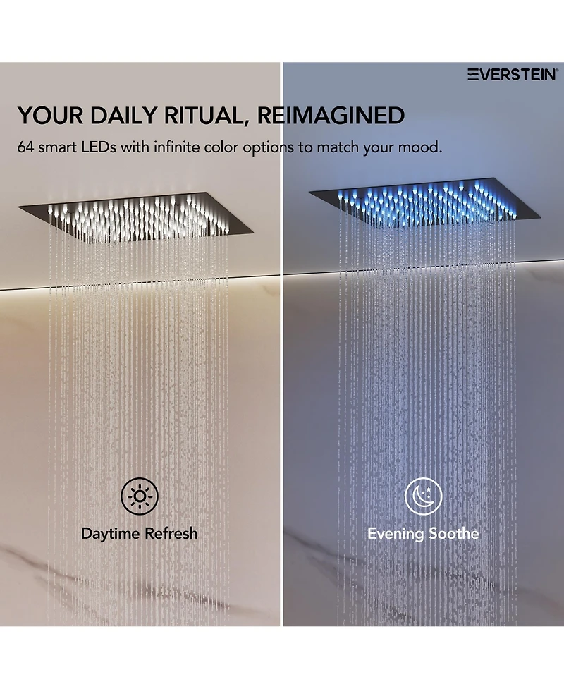 Everstrein Celling Mounted 12 in. Rainfall Led Shower System with 6 in. Shower Head Handheld Shower Faucet Set