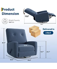 homfan Recliner Chairs, Swivel Rocker Recline, Glider Nursery Chair, Chair for Adults, 360degree(s)Swivel Rocking