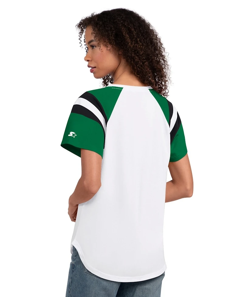 Starter Women's White Philadelphia Eagles Game On Notch Neck T-Shirt