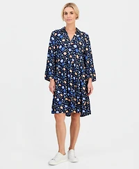 Style & Co Petite Printed 3/4-Sleeve Tiered Shift Dress, Macy's Exclusive