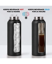 Zulay Kitchen Hydration Nation 3 Lid Multi-Size Vacuum Insulated Water Bottles with Straw - Metal Bottle For Sports & Outdoor