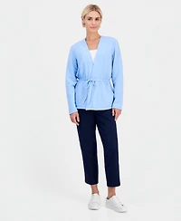 Style & Co Petite Luxesoft Tied-Lapel Knit Jacket, Macy's Exclusive