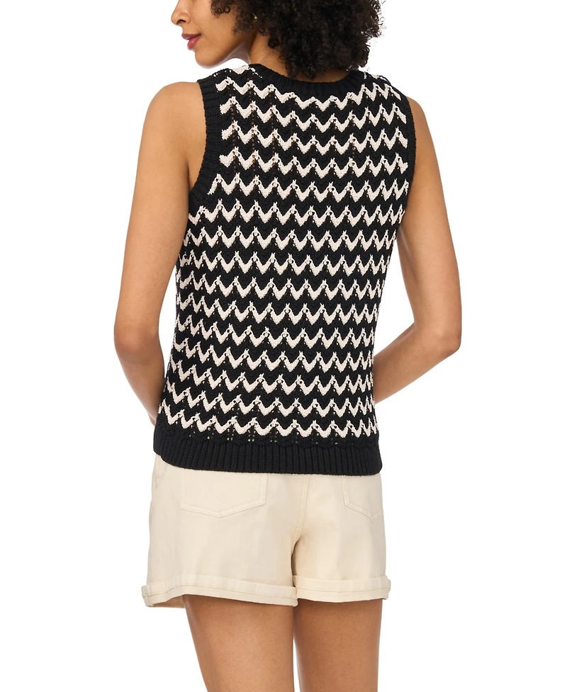 1.state Women's Chevron Crewneck Sweater Tank Top