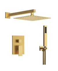 Everstrein 10" Rain Shower Head High Pressure Wall Mount System Bathroom Faucet Set with Handheld Spray Chrome