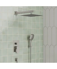 Everstrein High-Pressure Rain Shower System, Faucet Set 10" Rainfall Head with 3-Function Handheld Spray Brushed Nickel