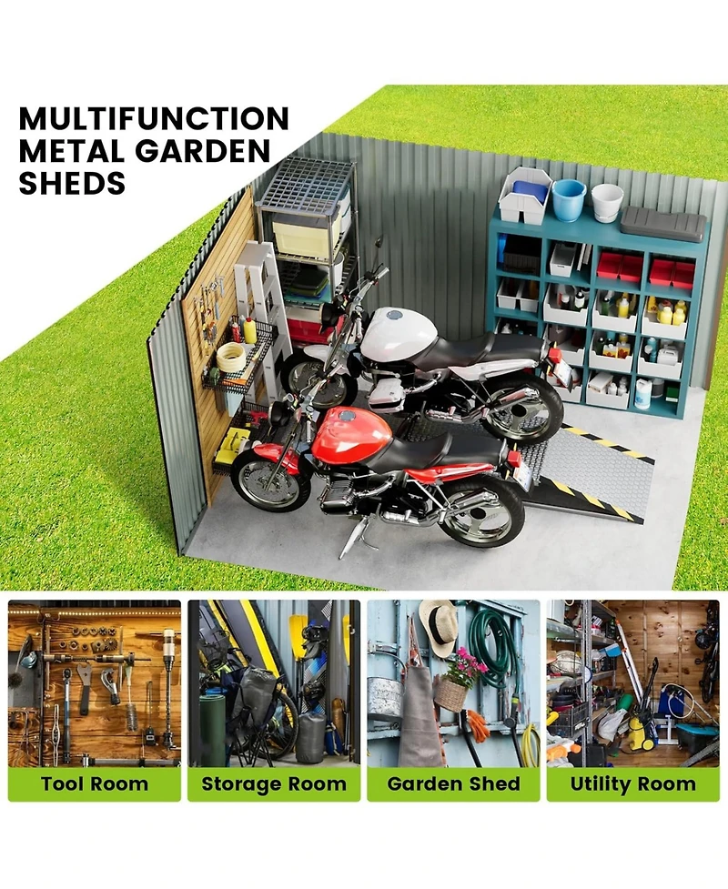 gaomon Outdoor Metal Storage Shed, Large Metal Storage Sheds with Sturdy Frame Structure, Garden Tool Shed with Lockable Door for Garden, Lawn