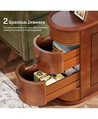 Slickblue Sofa Side Table with 2 Drawers for Bedroom and Living Room