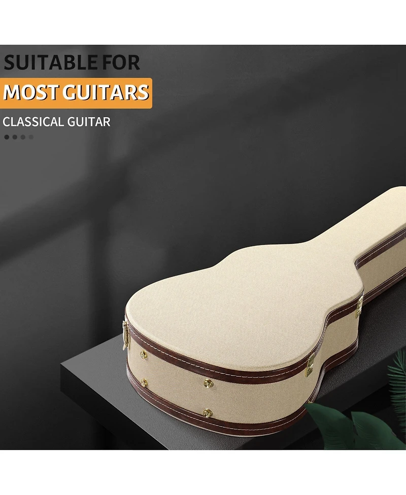 Yescom 39" Classical Guitar Hard Case with Lock Accessory Compartment for Airline Travel Guitar Hardshell Carrying Case Microgroove Flat