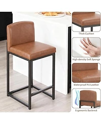 gaomon Set of 4 Modern Bar Stools- Pu Leather Counter Height Barstools with Back, Upholstered Bar Chairs for Kitchen Island and Home Bar, Metal Frame
