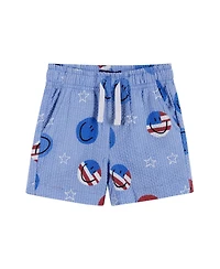 Andy & Evan Baby Boys Short Sleeve Patriotic Smile Seersucker Set