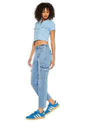 KanCan Women's Aaliyah High Rise Slim Straight Cargo Pants