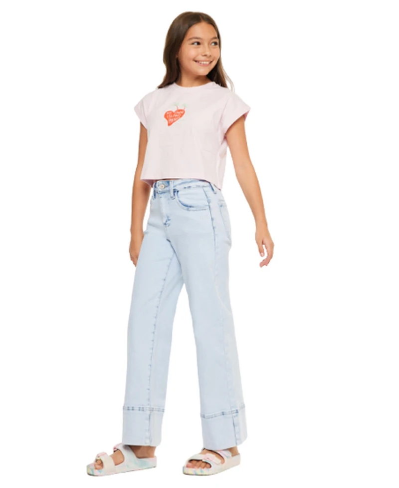 KanCan Big Girls Usa Kassie High Rise Crop Wide Leg Jeans