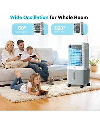 Etust Portable Evaporative Air Cooler with 19L Water Tank, 3-Speed Swamp Cooler for Dry Climates, Space-Saving Floor Fan for Home,