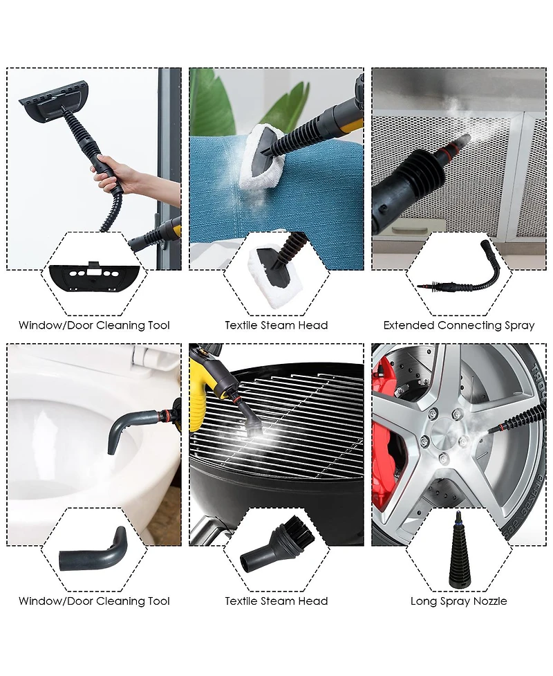 Costway Multifunction Portable Steamer Household Steam Cleaner 1050W with Attachments