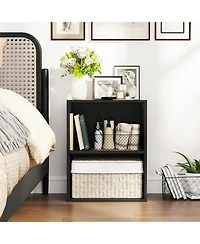 Gymax Bookcase with 2 Open Cubes Floor Standing Bookshelf with 5-Position Adjustable Shelf