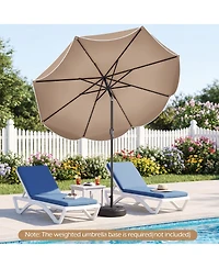 Gymax 9 Ft Scalloped Solar Patio Umbrella Market Table w/ 24 Led Lights