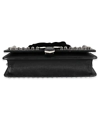 Pre-Owned Fendi Black Vitello Elite and Mink Studded Karlito Chain Wallet