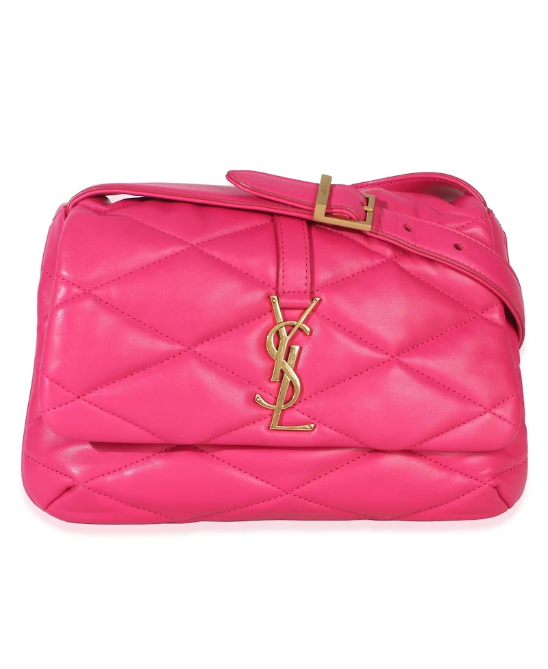 Pre-Owned Saint Laurent Pink Diamond Quilted Lambskin Le 5 a 7 Shoulder Flap Bag
