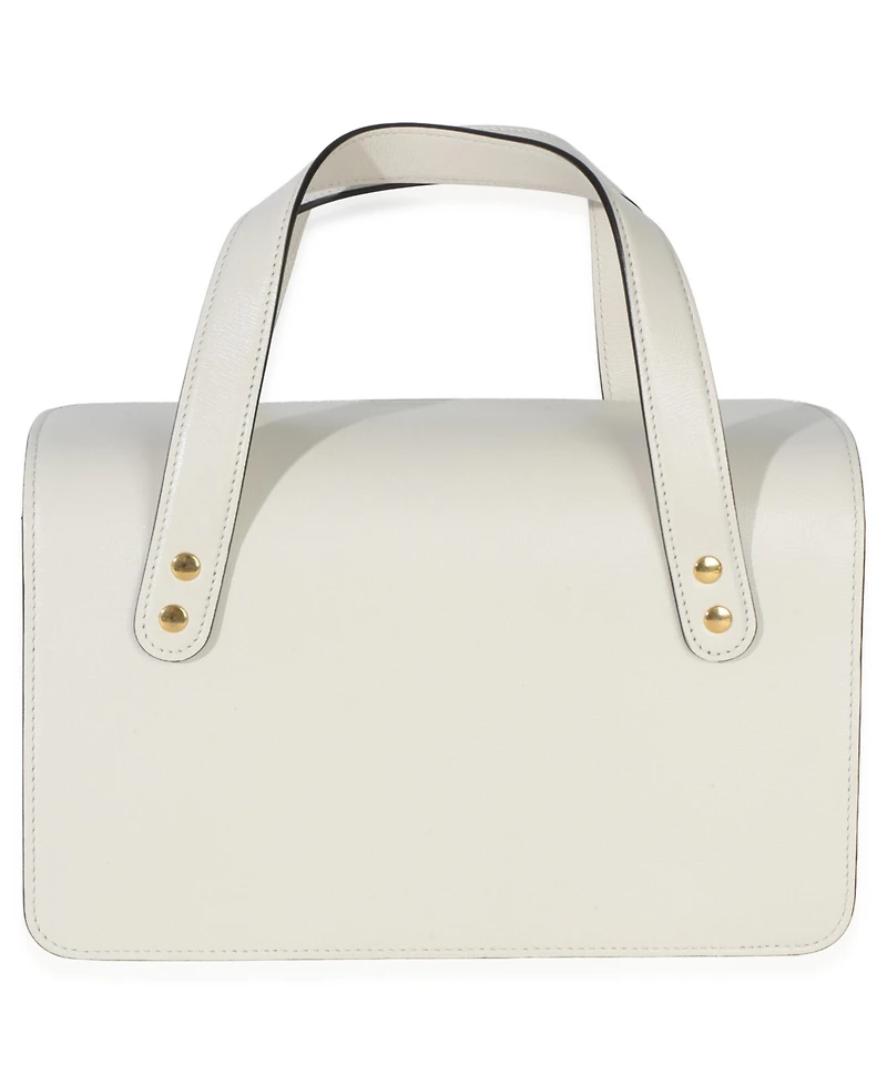 Pre-Owned Gucci Mystic White Calfskin Small Horsebit 1955 Foldover Top Handle Bag