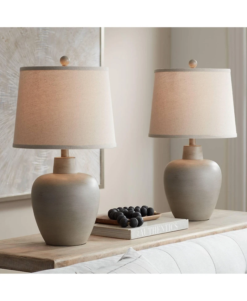Regency Hill Emeril 23 1/2" High Urn Small Southwest Accent Table Lamps Set of 2 Living Room Bedroom Bedside Nightstand House