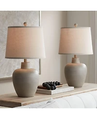 Regency Hill Emeril 23 1/2" High Urn Small Southwest Accent Table Lamps Set of 2 Living Room Bedroom Bedside Nightstand House