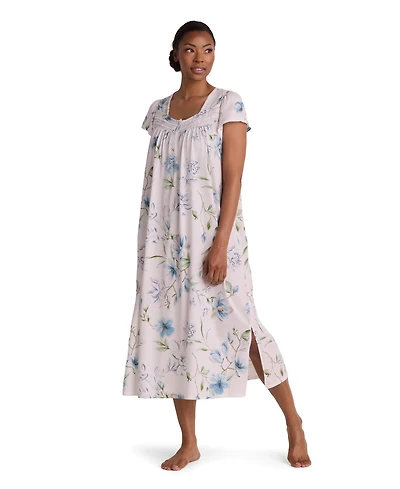 Miss Elaine Women's Short-Sleeve Square Neck Long Gown