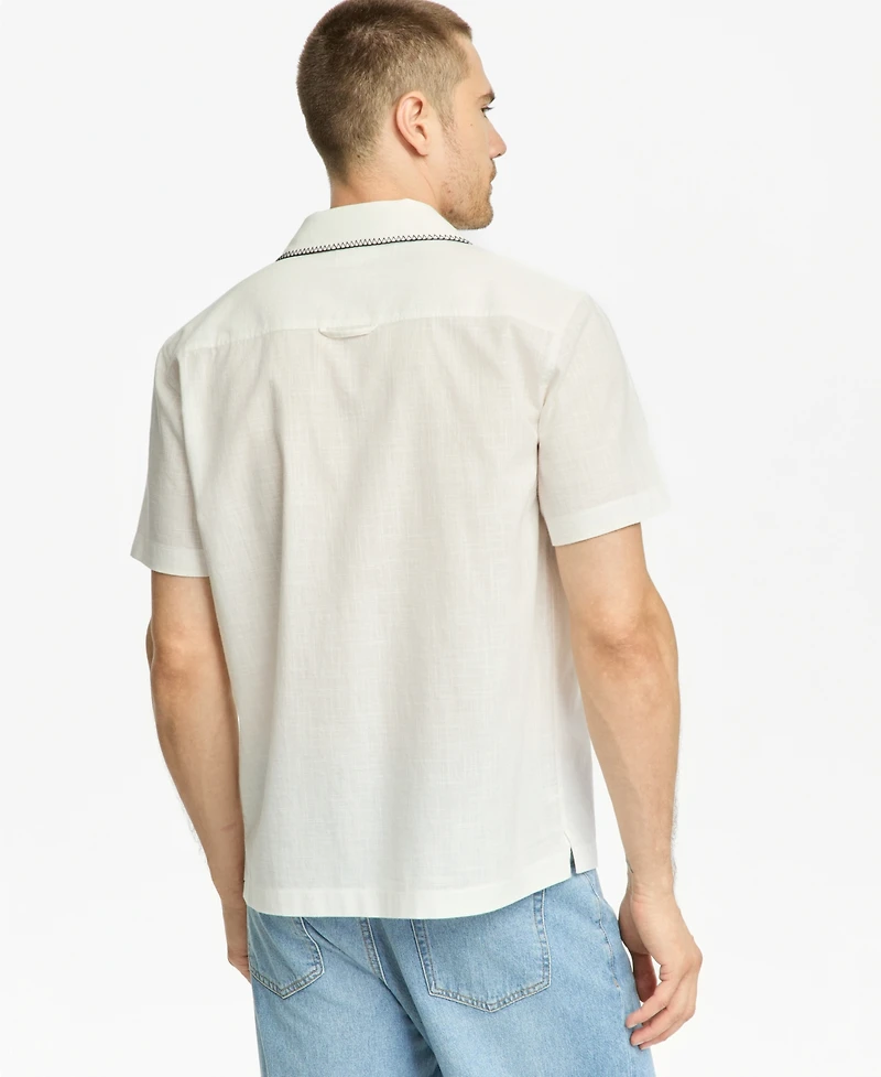 Sun + Stone Men's Nicholas Embroidered Camp Shirt