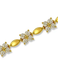 Macy's Cubic Zirconia Flower Design Polish Oval Link Bracelet