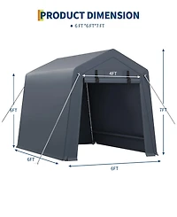 gaomon Portable Outdoor Storage Shed with Roll-Up Zipper Door, Mesh Vents and Pe Cover for Motorcycle, Firewood and Tools
