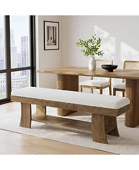 Tribesigns Upholstered Entryway Bench with Storage Shelf, Indoor Cushioned Shoe Bench Seat, Farmhouse Skinny End of Bed Benches