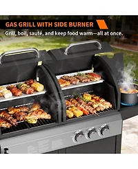 Xo 24000 Btu Propane + Charcoal Dual Fuel Grill Combo with Side Burner, for Backyard Patio, Outdoor Bbq