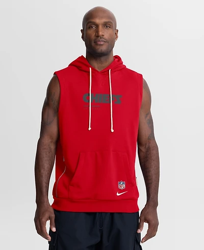 Nike Men's Red Kansas City Chiefs Sideline Standard Issue Dri-fit Sleeveless Hoodie
