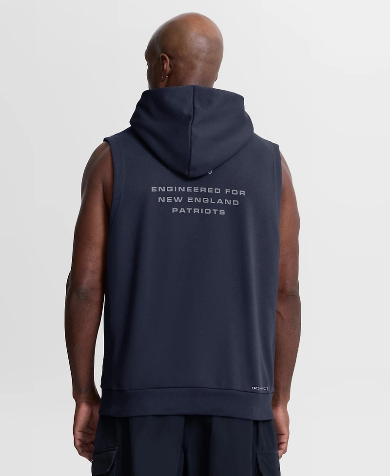 Nike Men's Navy New England Patriots Sideline Standard Issue Dri-fit Sleeveless Hoodie
